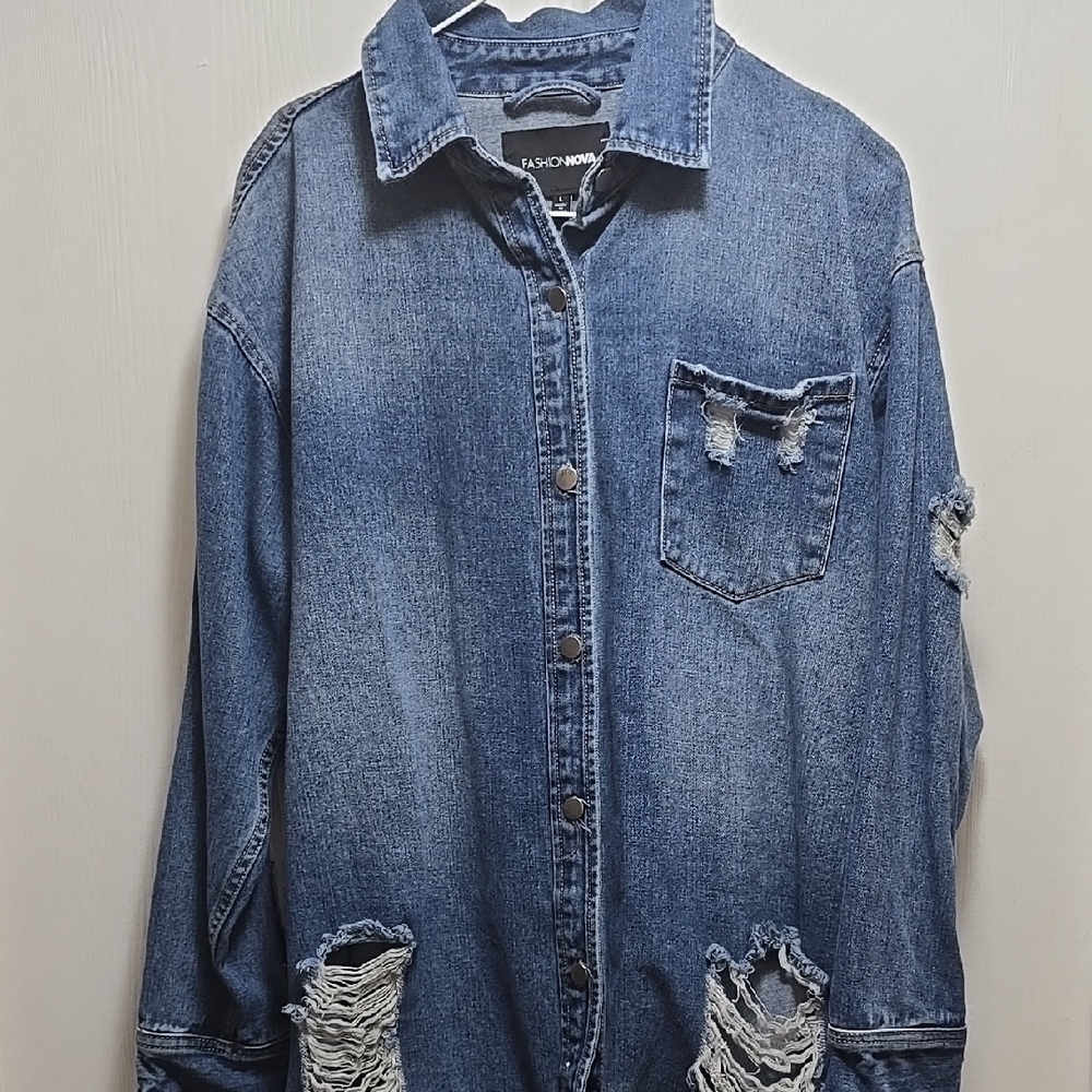 Fashion Nova Distressed Denim Jacket